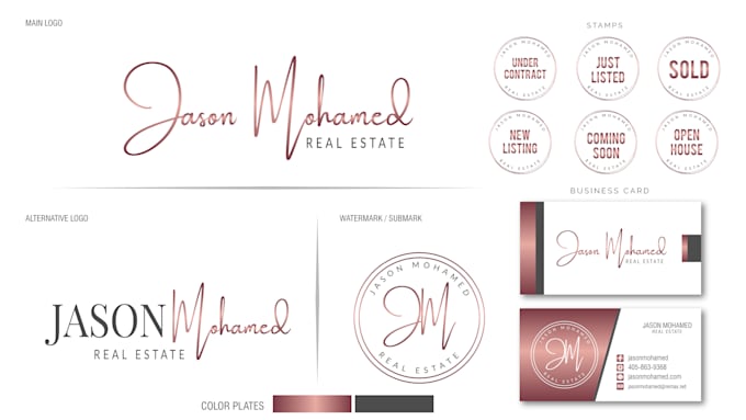 design a modern business and real estate logo with complete branding kit