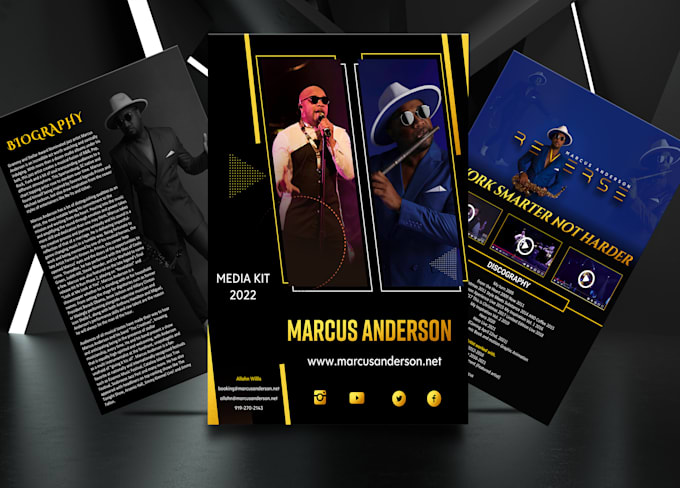 design a professional epk, media kit, press kit, speaker one sheet for artists