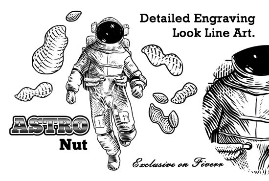 draw any illustration in engraving style