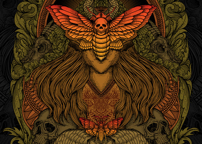 draw dark art illustration with engraving style