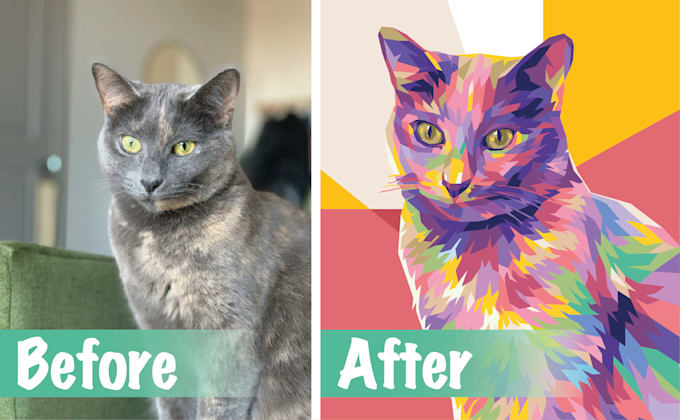 draw pop art of dog cat pet animal portrait