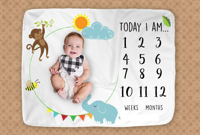 do cute baby milestone blanket bedsheet pillow designs