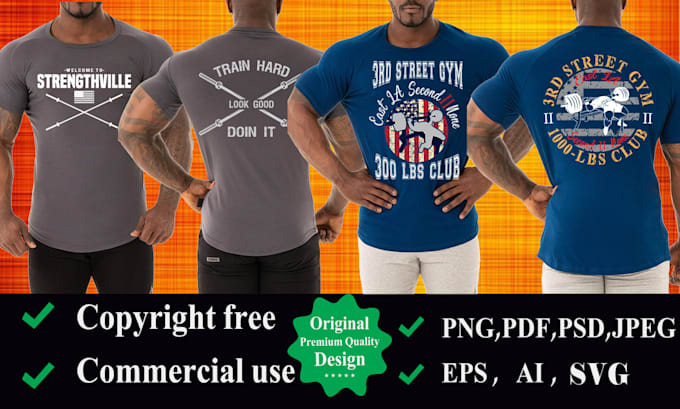 do trendy workout fitnees t shirt and logo design