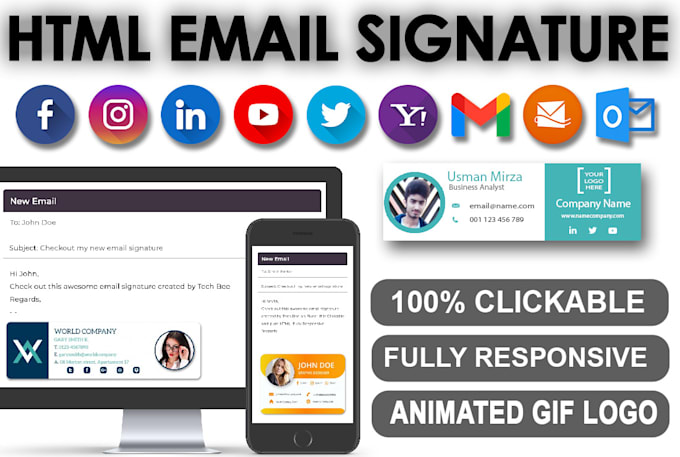 create clickable HTML email signature