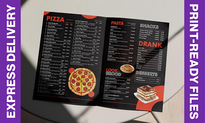 design an editable restaurant menu, digital menu, food menu