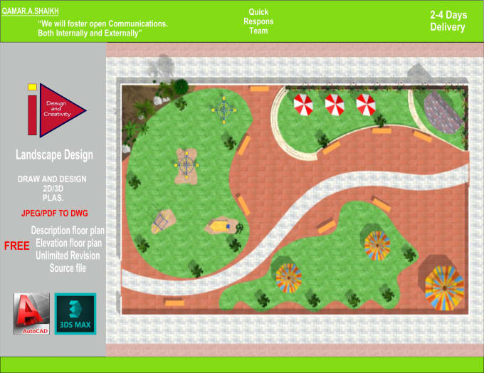 Quick draw site plan and landscape design 2d and 3d by Qamar53 | Fiverr