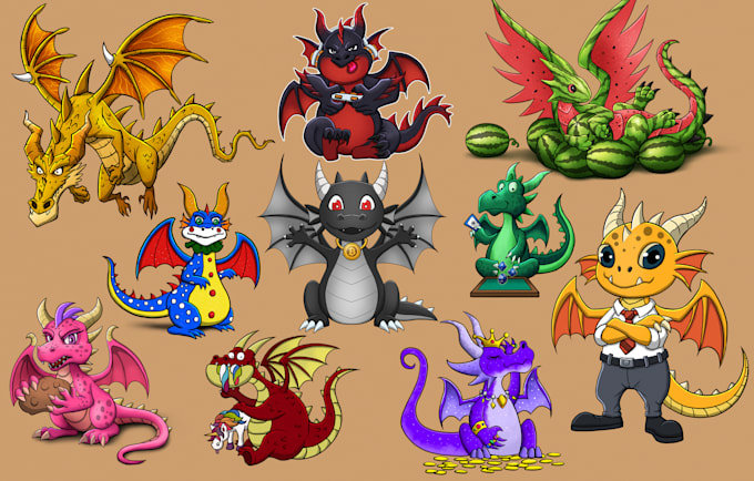 draw cartoon for character, monster, dragon