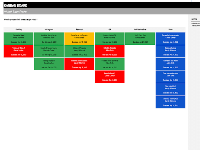 provide kanban excel base customize board template as per your requirements