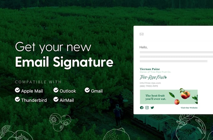 design a clickable HTML email signature for outlook and gmail