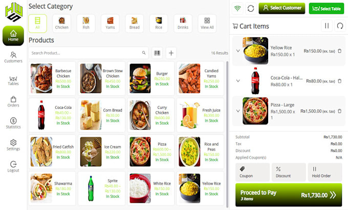 provide you erp, hrm restaurant, retail pos with online order system