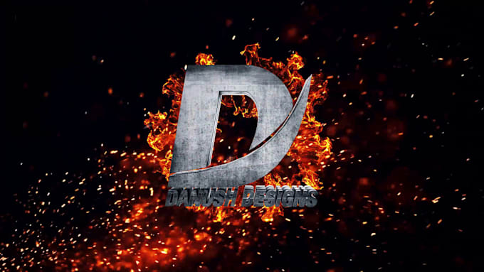 create 3d grunge metal and fire logo intro
