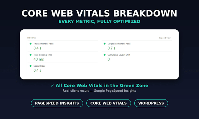 speed up wordpress website, fix core web vitals and pagespeed