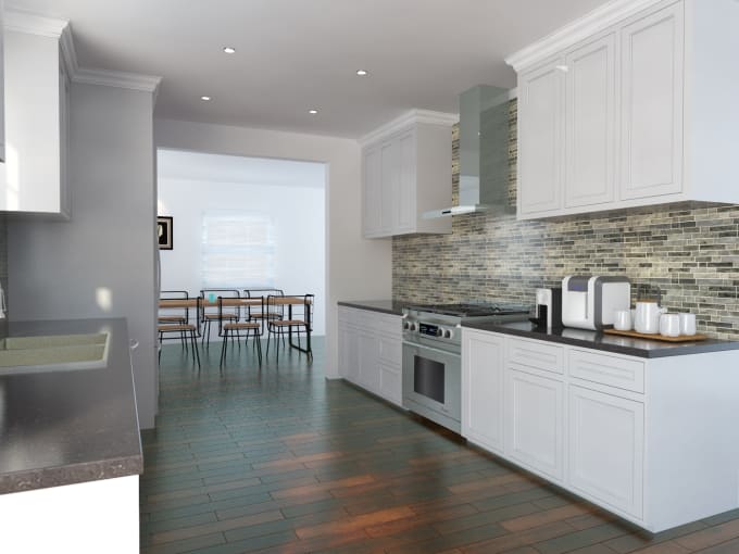 model render 3d kitchen remodel cabinet bath interior design 2d floorplan