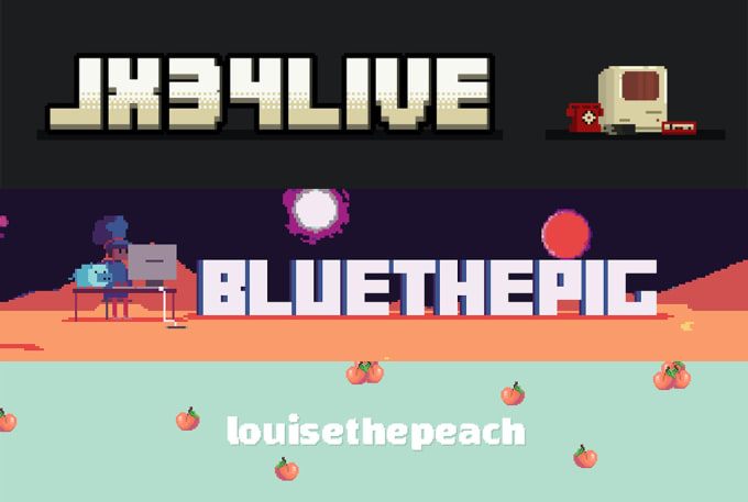 design pixel art banner for youtube facebook twitch etc