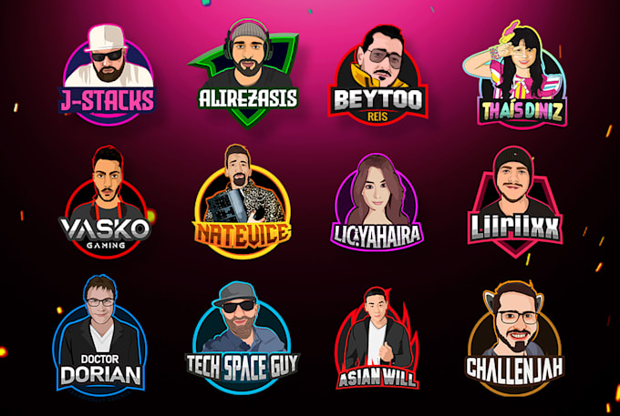 draw your face to youtube gaming mascot and avatar logo