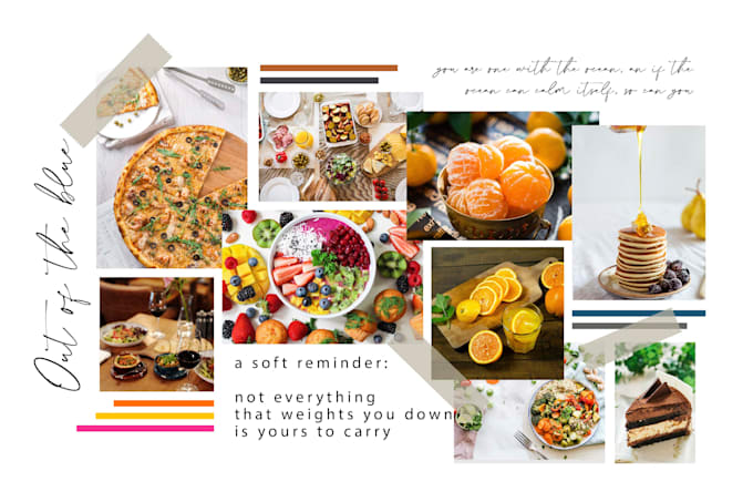create a unique, stunning fashion, food, interior moodboards