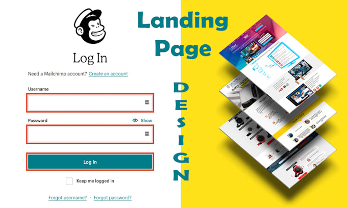 Design mailchimp landing page or wordpress landing page and email