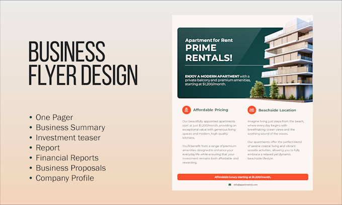 design business flyer, one pager, executive summary