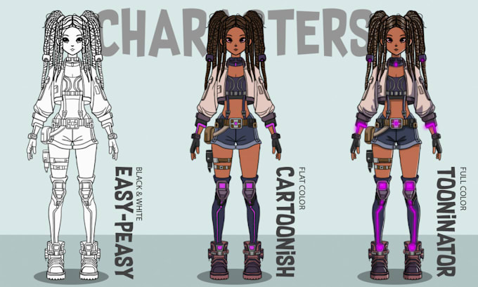 create custom cartoon and mascot characters in vector style
