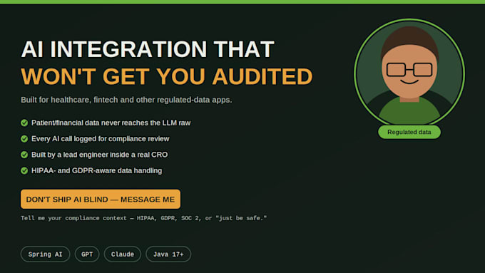 integrate ai llm into java spring boot for regulated industries