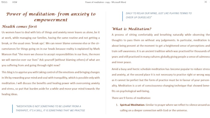 curate contents for business website