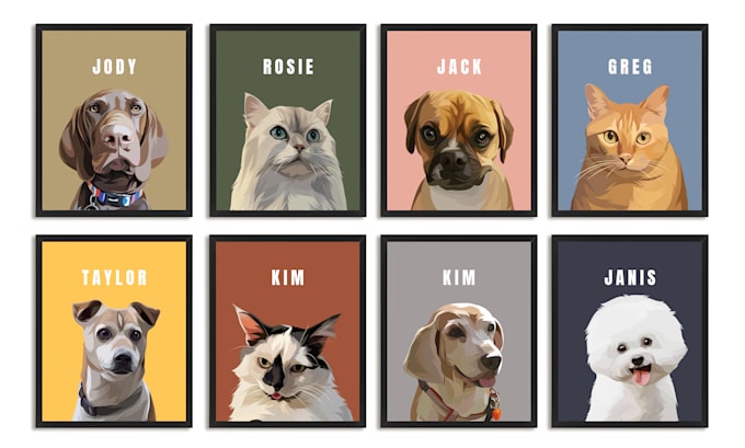 do custom cartoon vector portrait of your pet or any animal