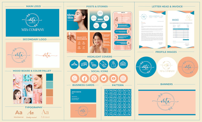 design logo, instagram branding, full brand style guidelines, branding kit