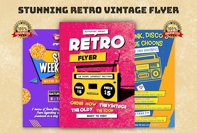 design stunning retro, vintage flyer or poster