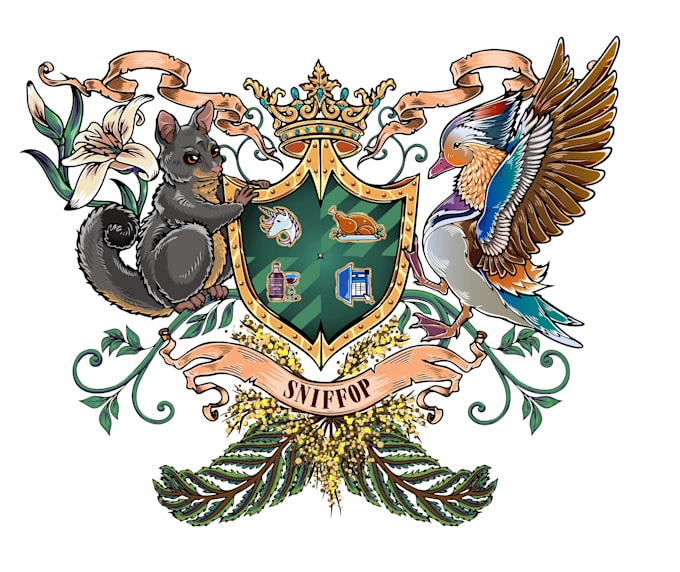 design vintage, watercolor, heraldic coat of arms logo