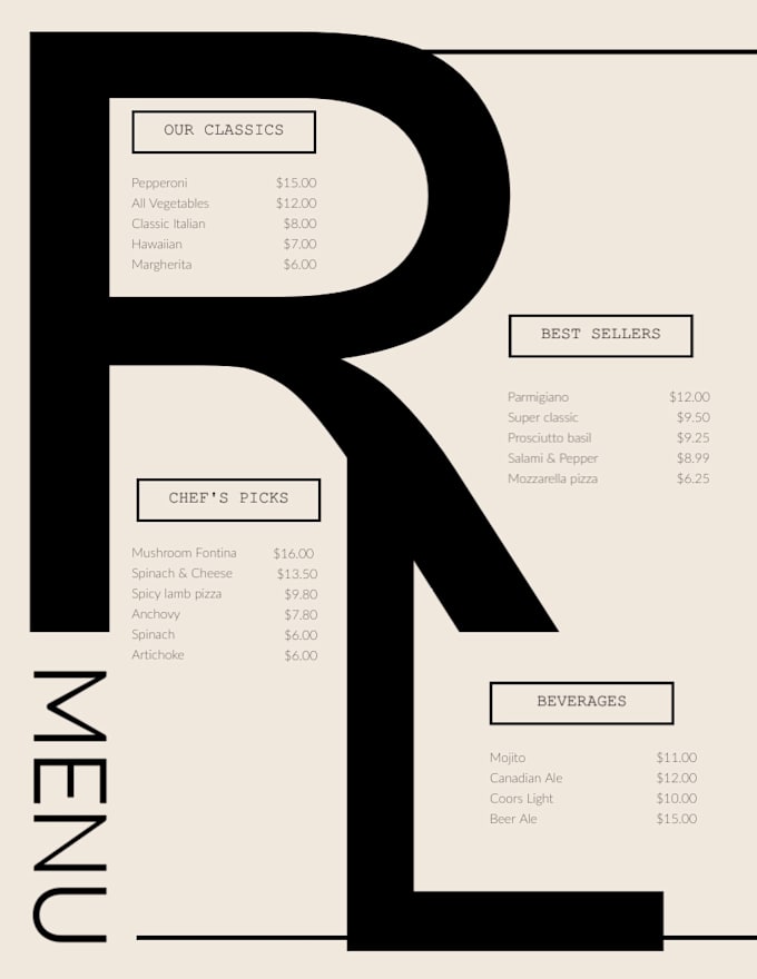 Create menu for your food business by Yjradam | Fiverr
