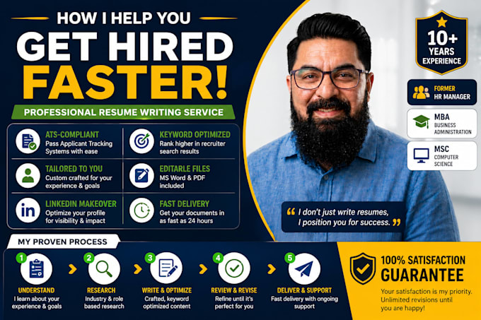 professionally write your resume CV, ats friendly cover letter linkedin