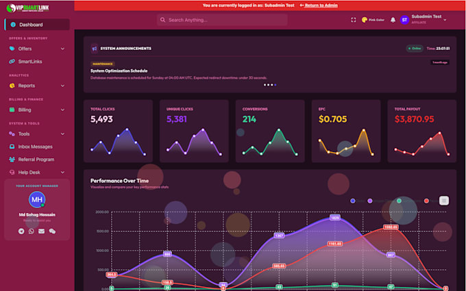 build custom affiliate tracking software like affise, voluum or tune