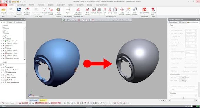 reverse engineer to convert scan stl file to stp in solidworks, catia, fusion360