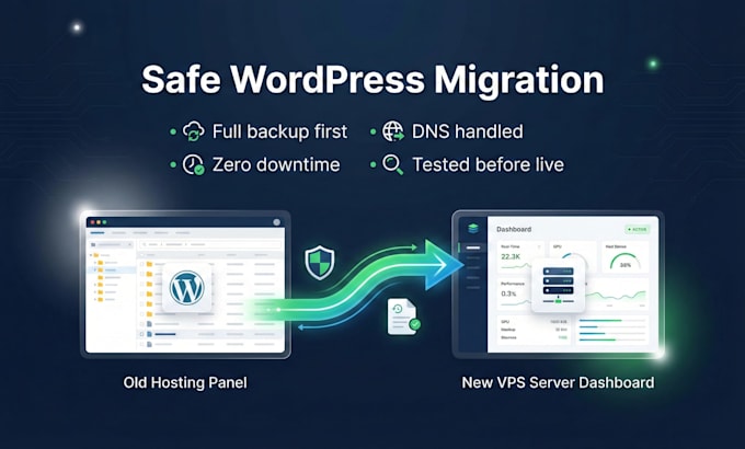 migrate wordpress site to new host or vps with zero downtime