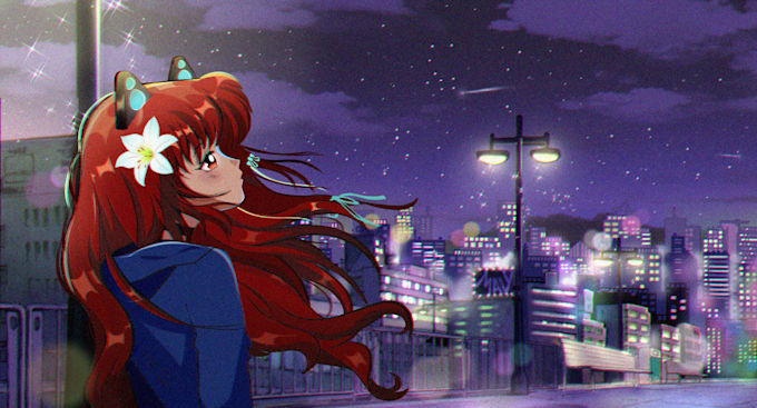 do aesthetic full colored 90s anime style