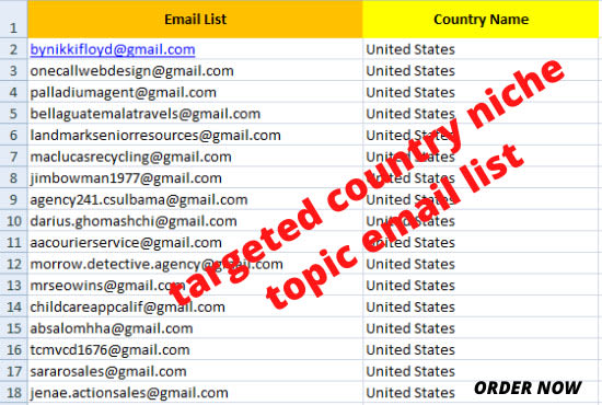 make email list, targeted niche based any country email list