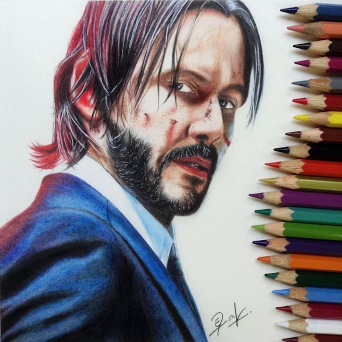 draw realistic color pencil portrait, pencil sketch