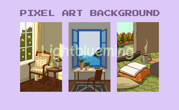 draw pixel art background illustration