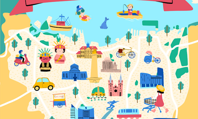 make a flat map illustration for you