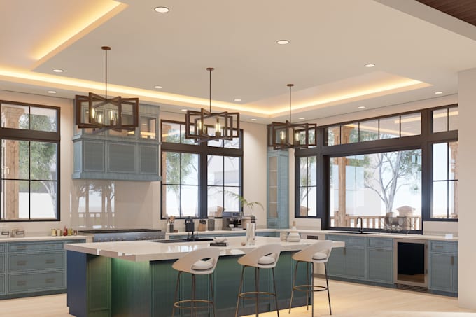 do bathroom and kitchen interior rendering
