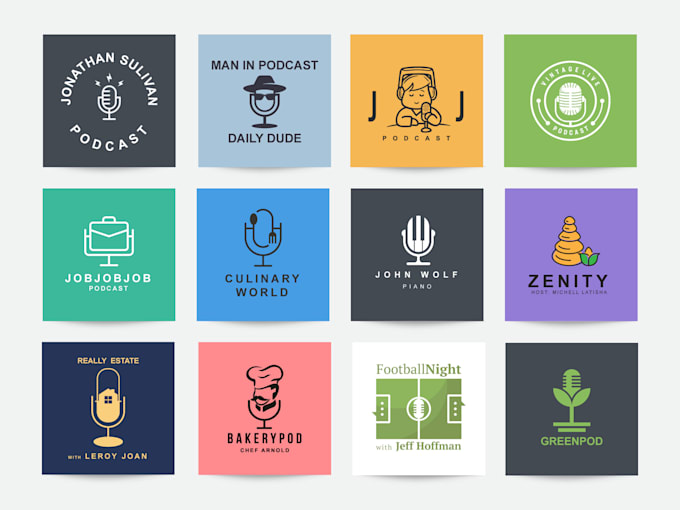 create a minimalist illustration podcast cover art logo