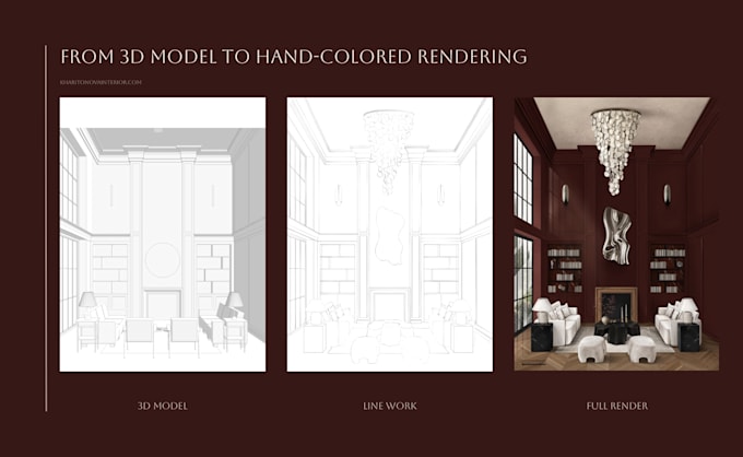 create a hand drawn interior sketch or illustration