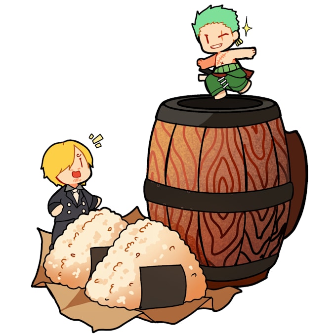 draw cute character and yummy dish illustration for you
