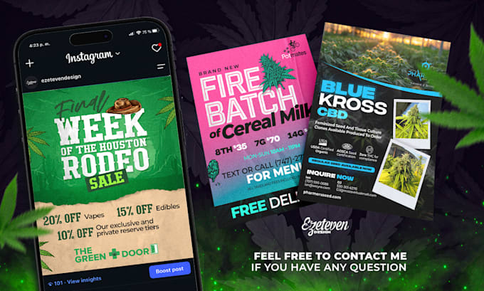 design a professional cannabis, cbd, hemp flyer label menu