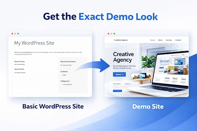 install wordpress, import demo content, and set up your theme