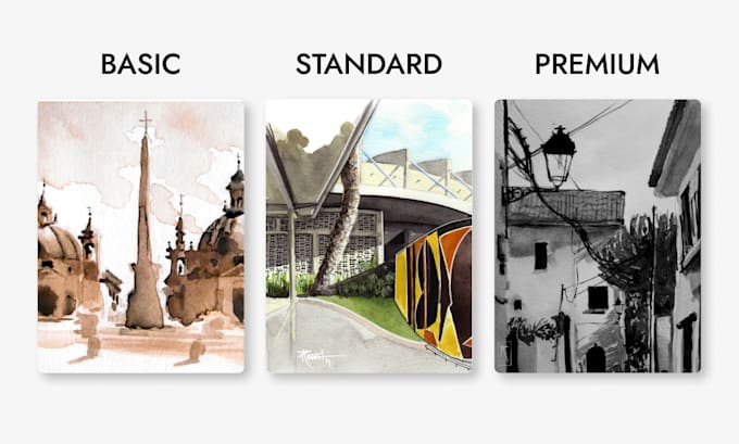 create a custom architectural watercolor