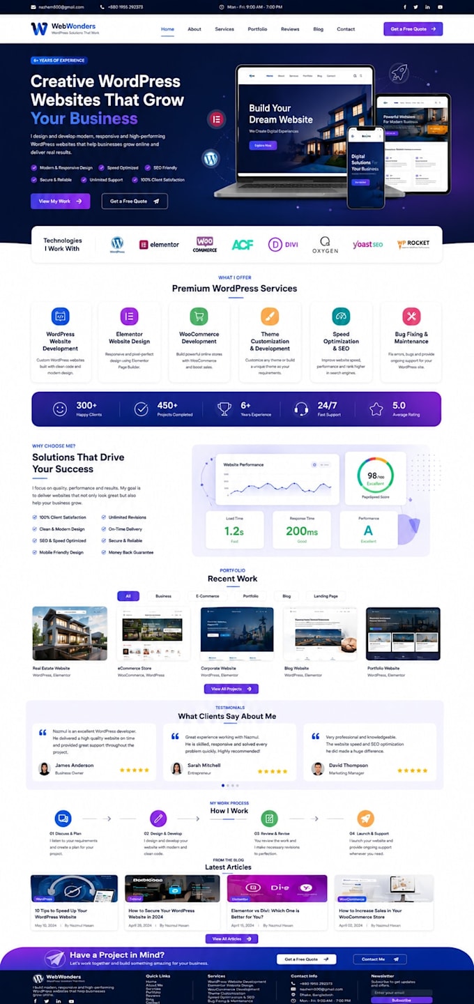 design modern responsive wordpress website using elementor