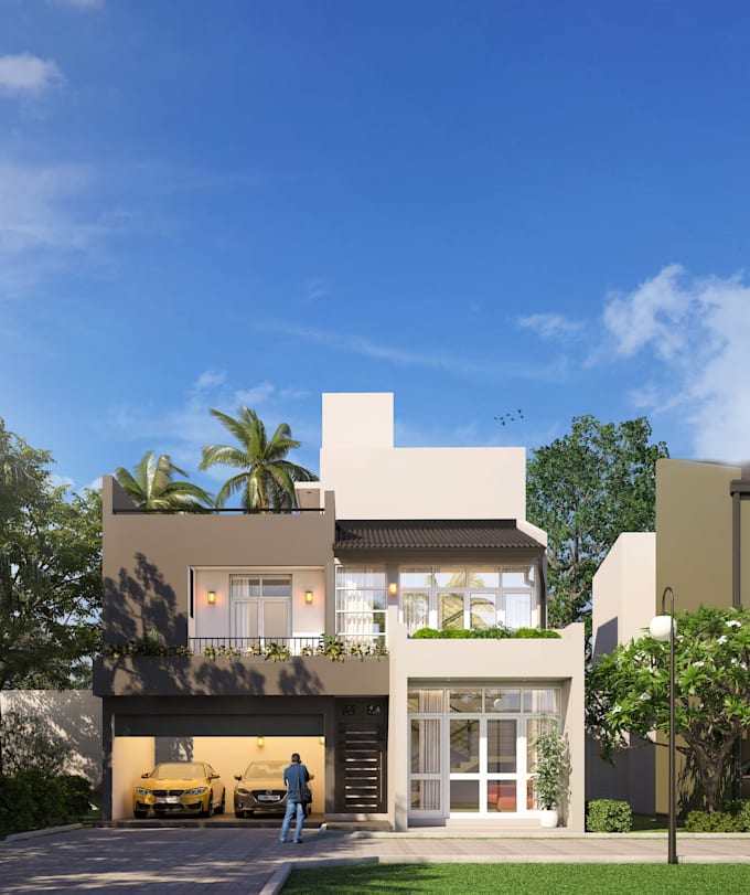 create 3d model and render exterior architecture visuals