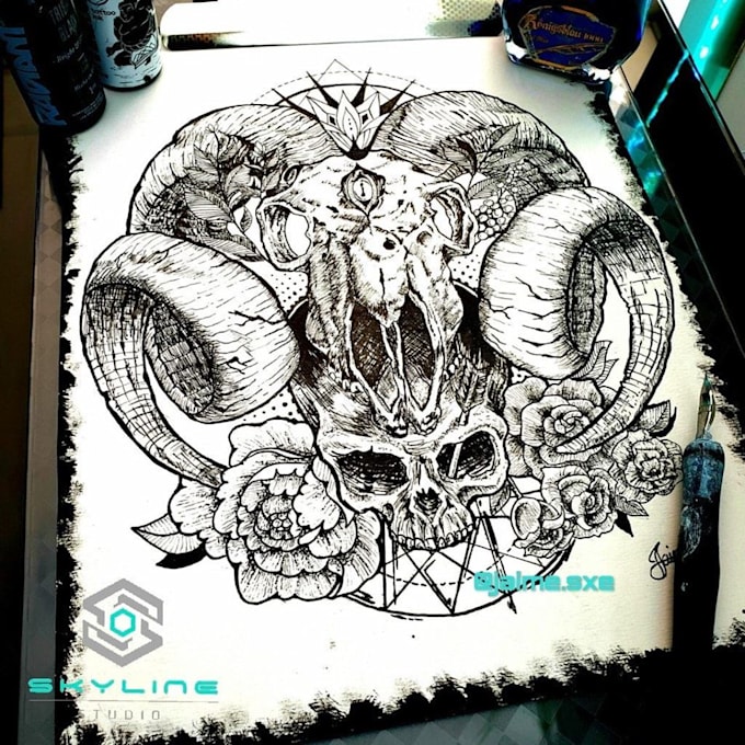 design a professional blackwork tattoo