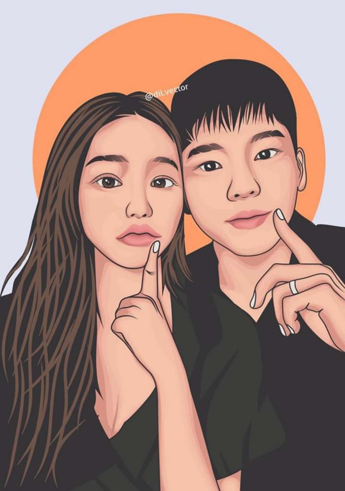 Draw romantic couple vector portrait from your photo by Fadilvect | Fiverr